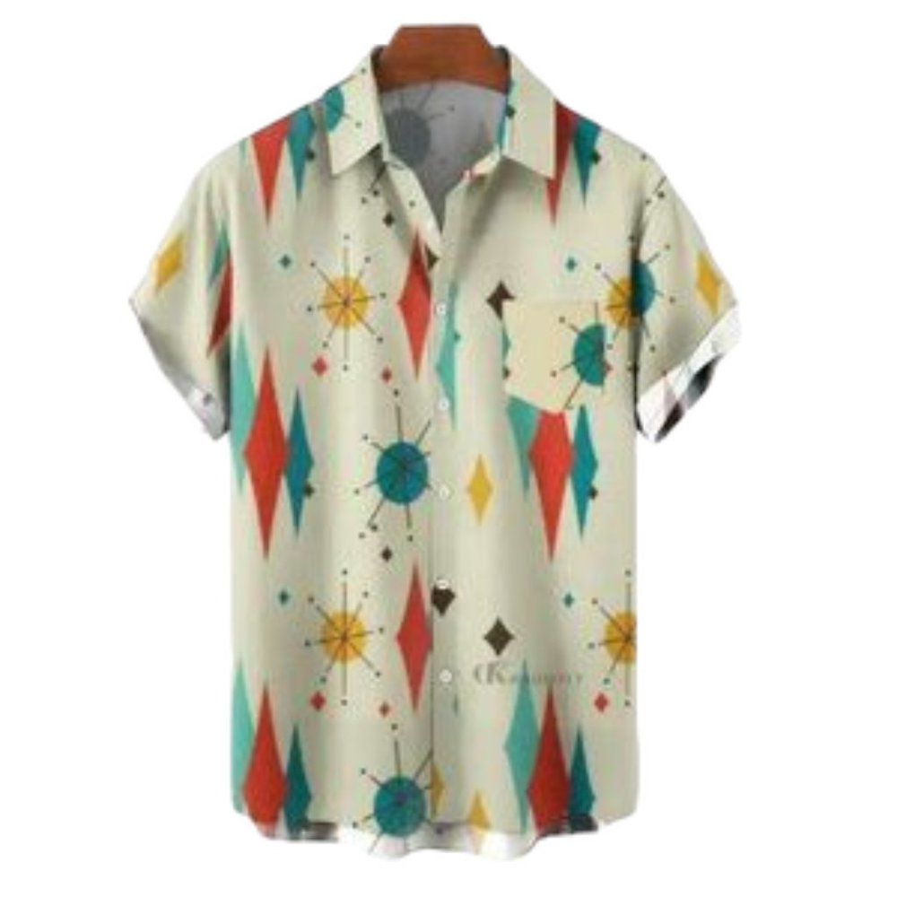 Men's Summer Casual Hawaiian Aloha Button Down Up Beach Shirt Retro